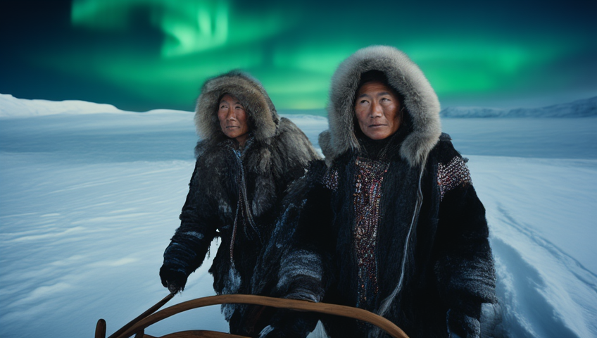 Inuit Northern Lights scene