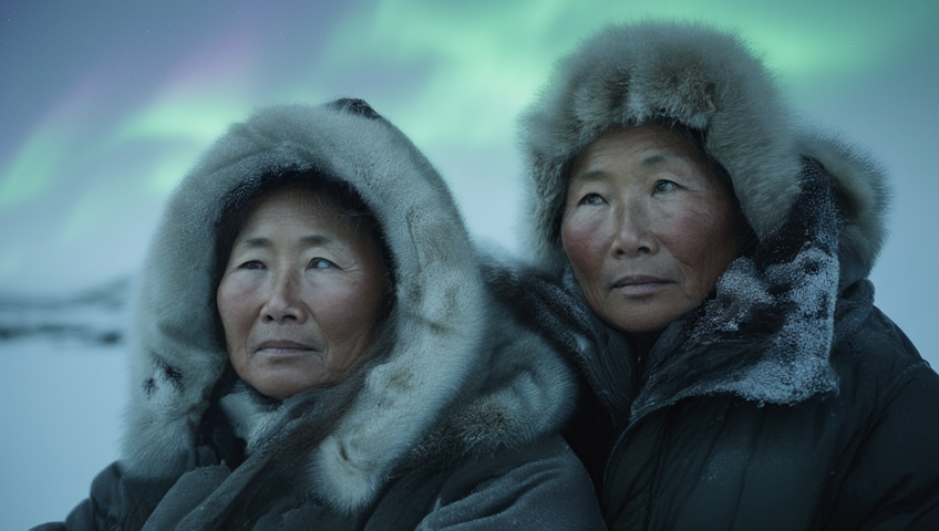 Inuit Northern Lights landscape