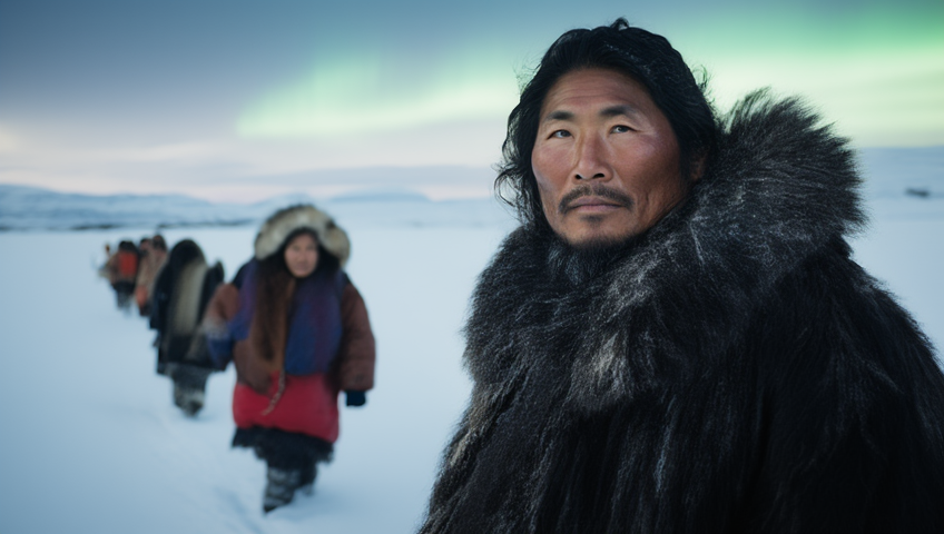 Inuit Northern Lights scene