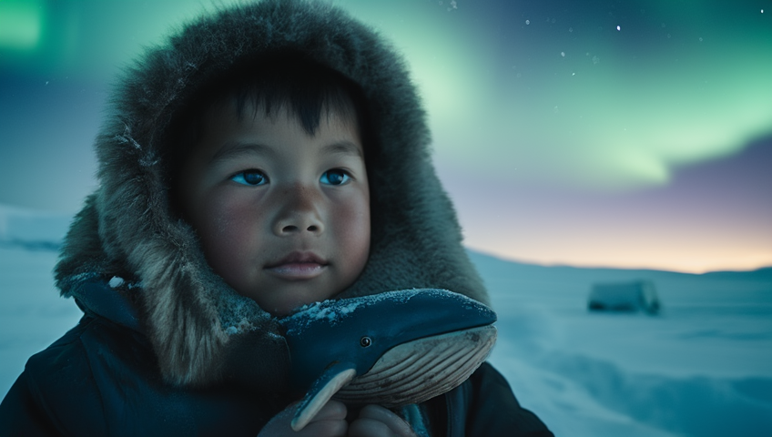 Inuit Northern Lights landscape